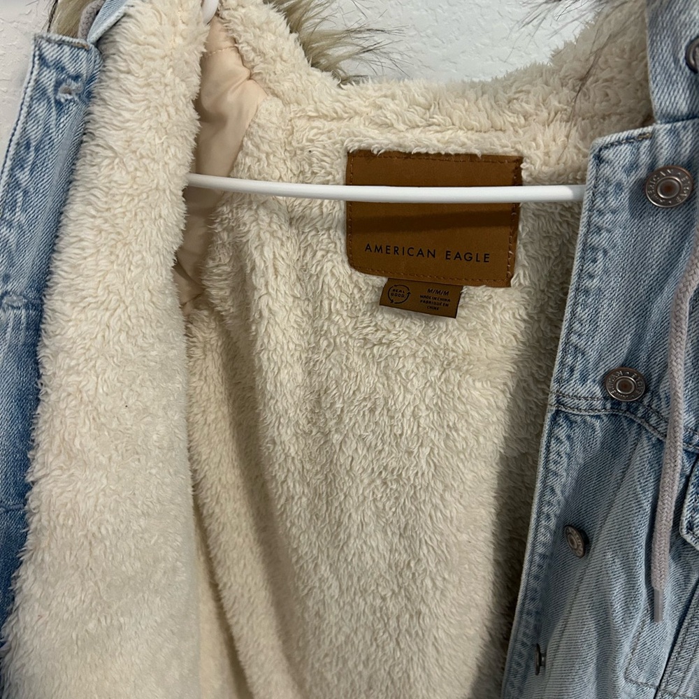 American Eagle Denim Jacket with Sherpa Lining
